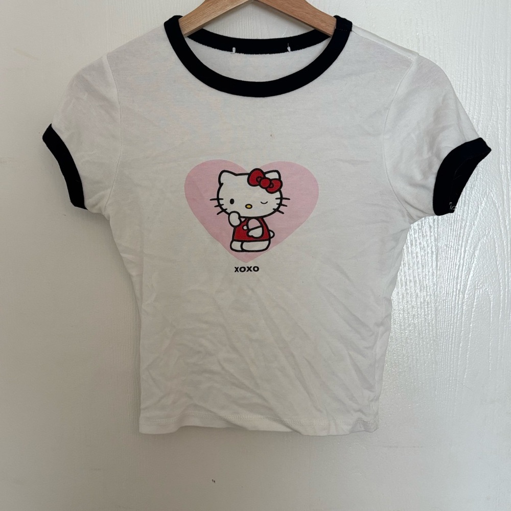 Hello Kitty White and Black Short Sleeve Tee